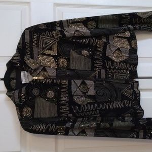 Joseph Ribkoff black and glitter gold zipper jacket Sz 8